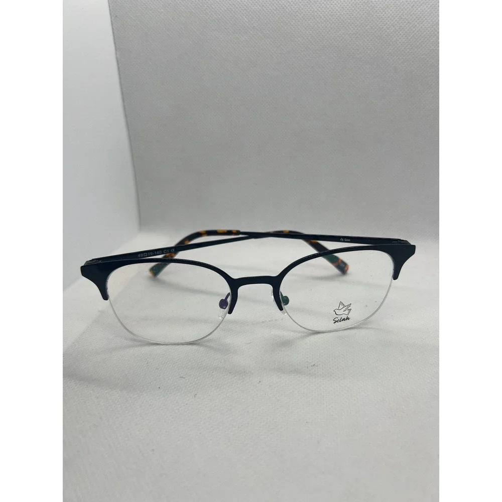 Selah‎ Cat Eye Semi Rimless Eyeglasses Black Tortoise 49-19-140 C1 Frames